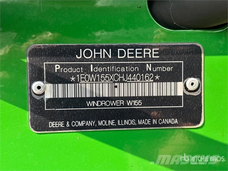 John Deere W155 35 ft Swather Windrower Schwader