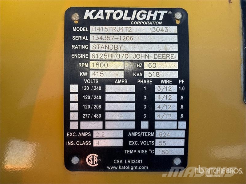 Katolight D415FRJ4T2 415 kW Skid-Mounted Generator Set Générateurs diesel