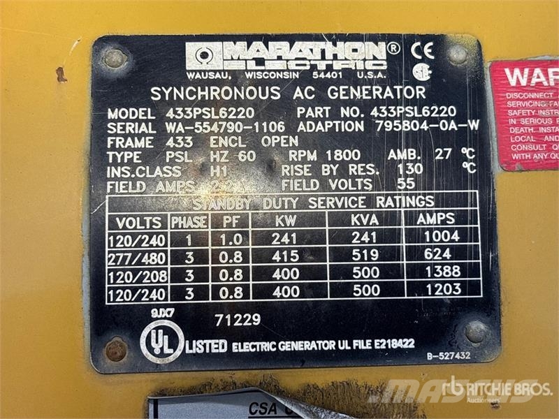 Katolight D415FRJ4T2 415 kW Skid-Mounted Generator Set Générateurs diesel