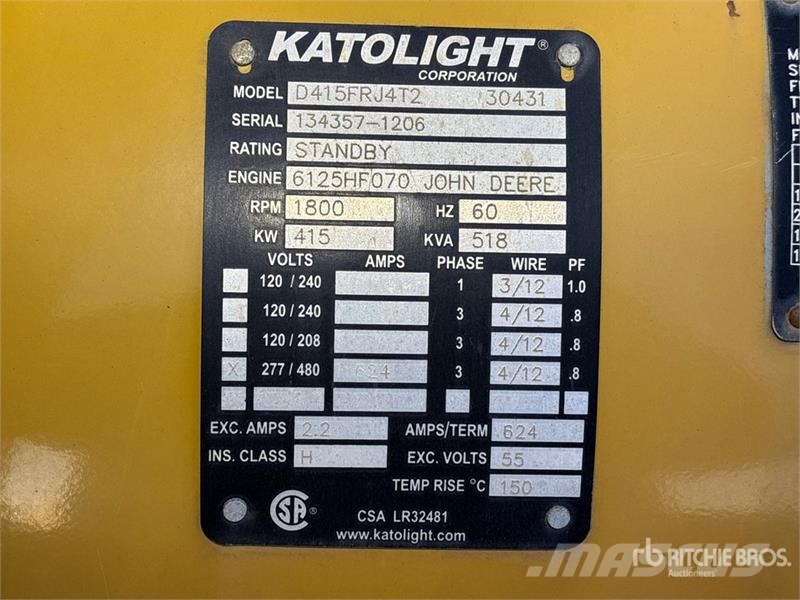Katolight D415FRJ4T2 415 kW Skid-Mounted Generator Set Générateurs diesel