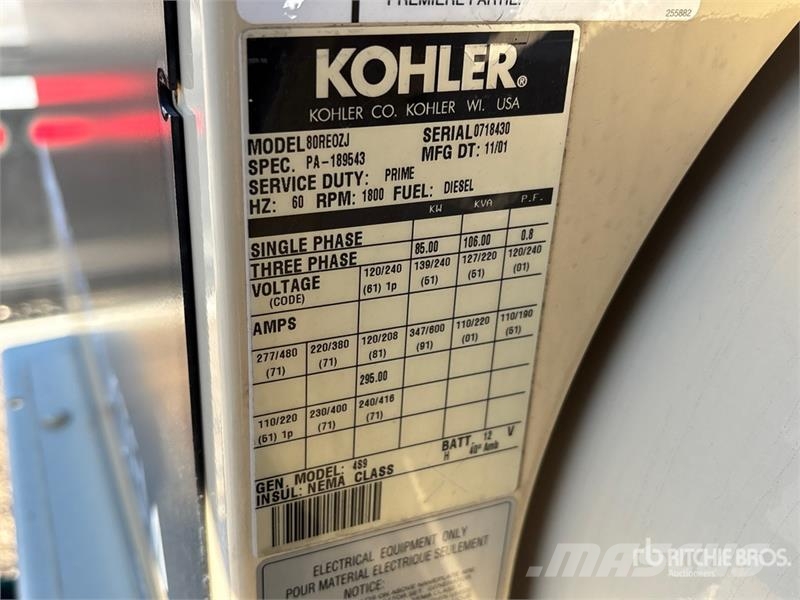 Kohler 80REOZJ 80 kW Skid-Mounted Generator Set (Inoperab Diesel Generatoren