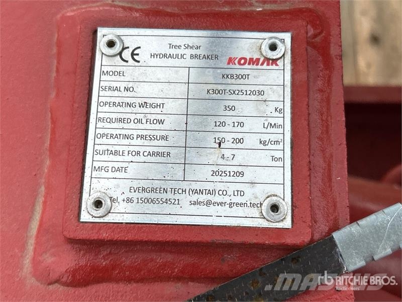Komak KK8300T Hydraulic Tree Shear (Unused) Andre komponenter
