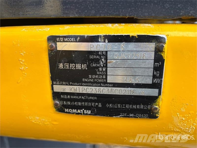 Komatsu PC70-8 Tracked Excavator Escavatori cingolati