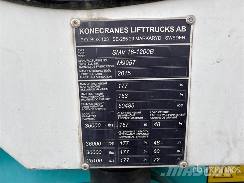 Kone SMV 16-1200B 36000 lb 4x4 Rough Terrain Forklift Vorkheftruck voor zwaar terrein