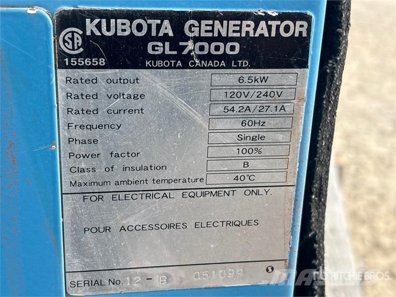 Kubota 6.5 kW Generator Set (Inoperable) Diesel Generatoren
