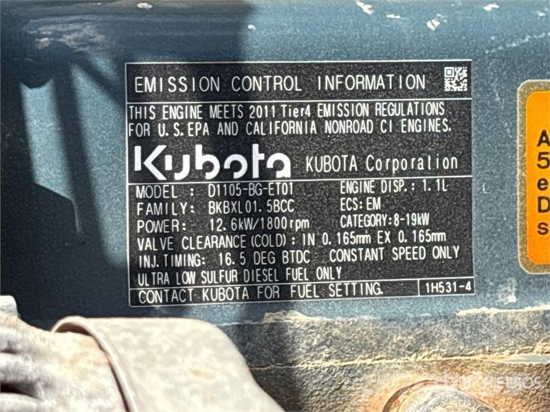 Kubota D1105-BG-ET01 12.6 kW 1.1 L Engine Motorer