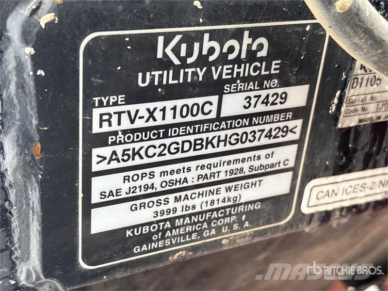 Kubota RTV-X1100C 4x4 Utility Vehicle ماكينات منفعة عامة