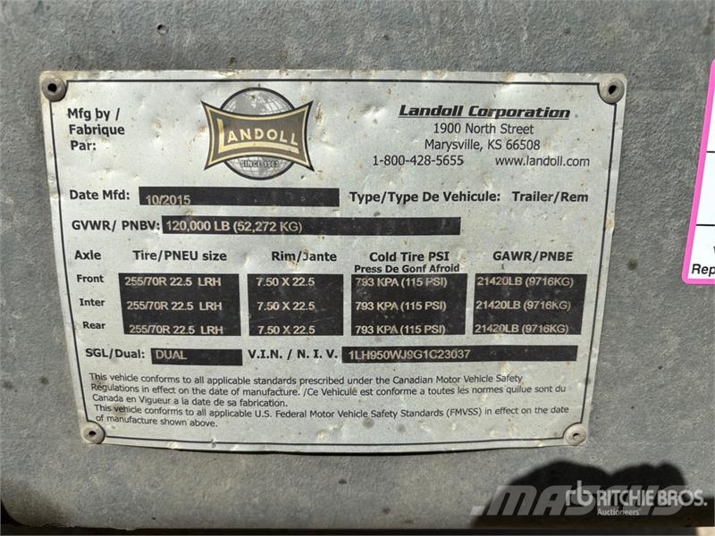 Landoll 950-52-14 52 ft Tri/A Hydraulic Tail Trailer Zemie treileri