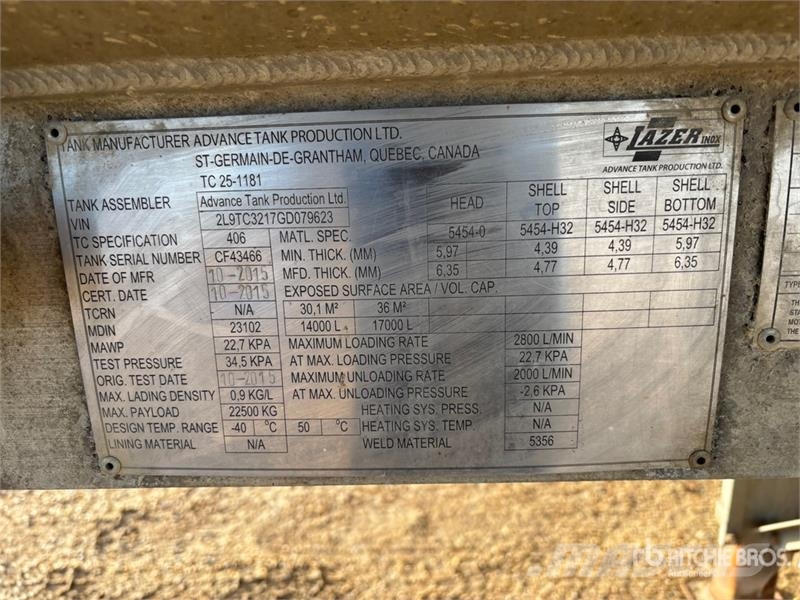  Lazer Inox 31000 L T/A Super B-Train Pup Tanker Tr Tsisternhaagised