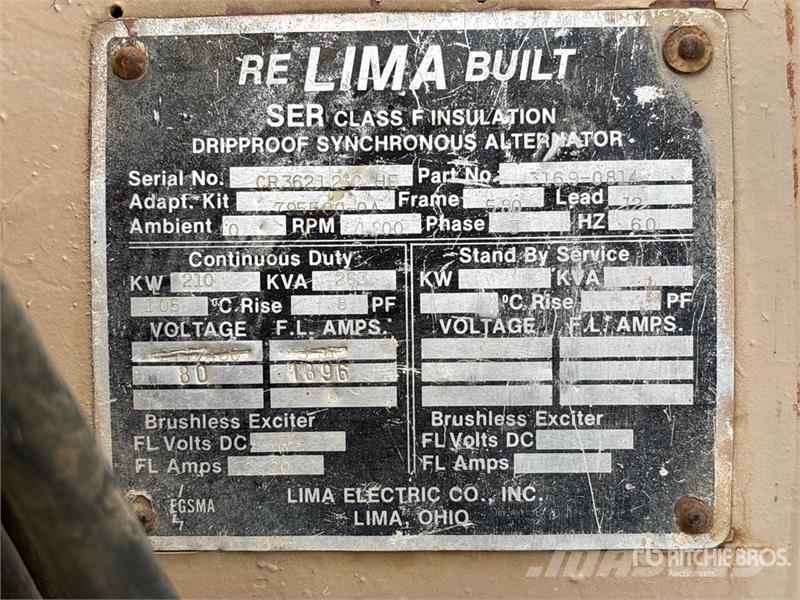 Lima 580 210 kW Skid-Mounted Generator Set ディーゼル発電機
