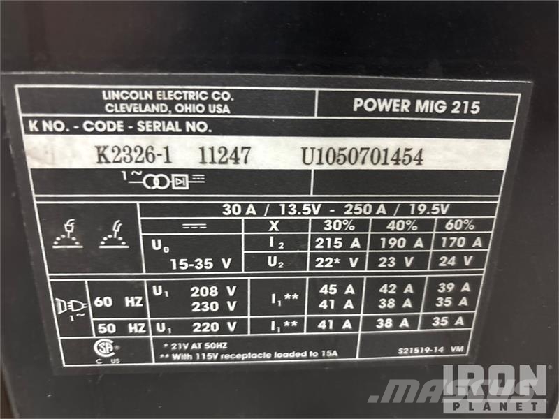 Lincoln Power Mig 215 Mobile MIG Electric Welder Заваряващи машини
