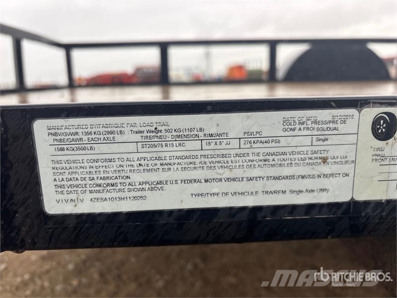 Load Trail 10 ft S/A Equipment Trailer Rimorchio per il trasporto di veicoli