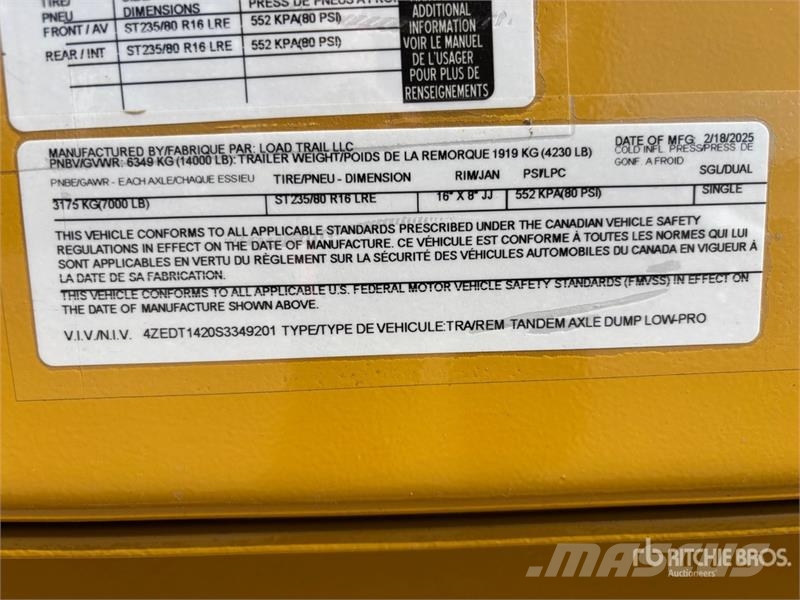 Load Trail DT142 14 ft T/A Dump Utility Trailer (Unused) Самоскиди