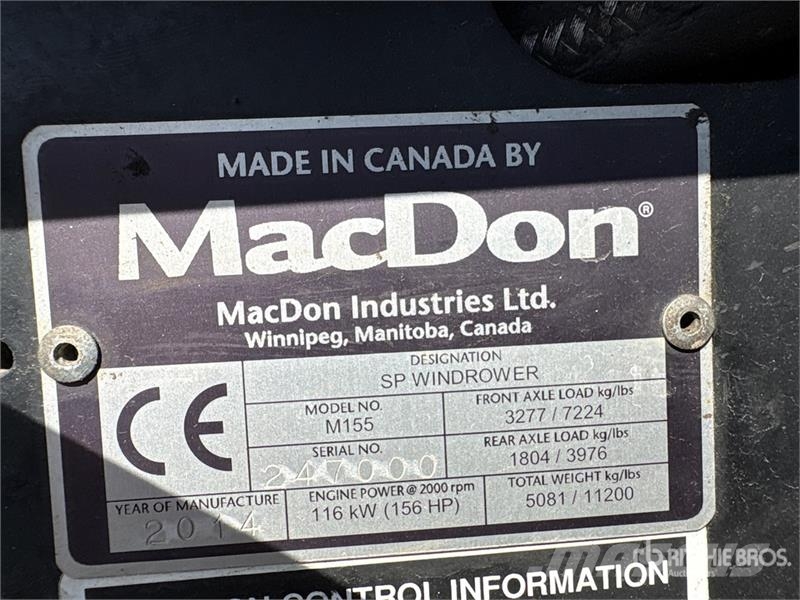 MacDon M155 Рядкові жатки