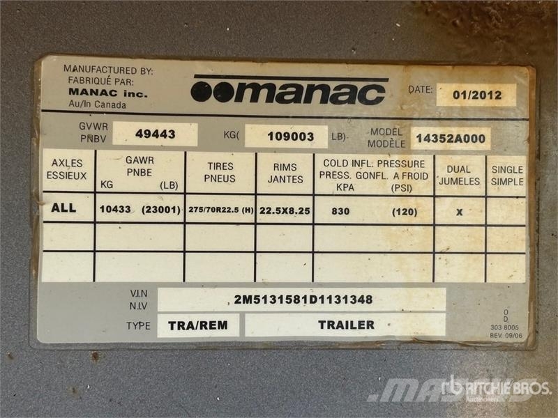 Manac 14352A000 Tri/A 53 ft Extendable Step Deck Trailer Maskinhenger