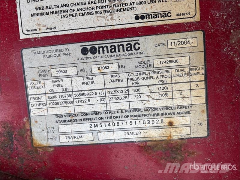 Manac 32 ft Super B-Train Lead Flatbed Trailer مقطوروات مسطحة/مفصلية الجوانب