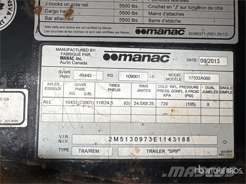 Manac 32 ft Tri/A Super B-Train Lead Flatbed Trailer Rimorchi con sponde ribaltabili