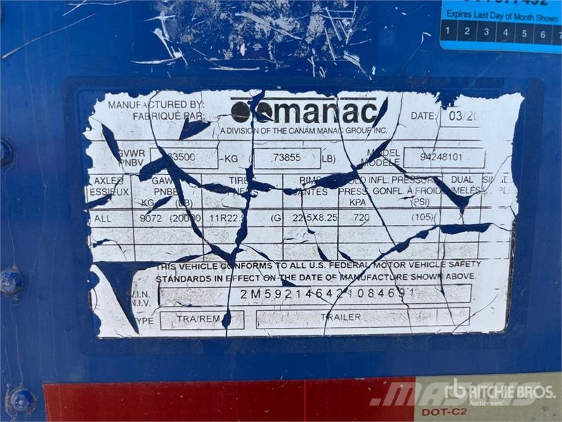 Manac 48 ft x 102 in T/A Van Trailer Причепи-фургони