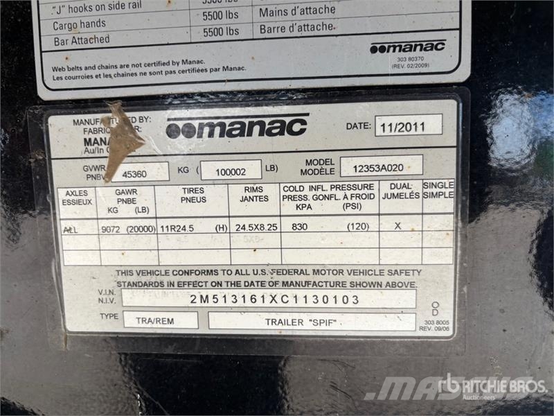 Manac 53 ft Tri/A Extendable Flatbed Trailer Plato/keson prikolice