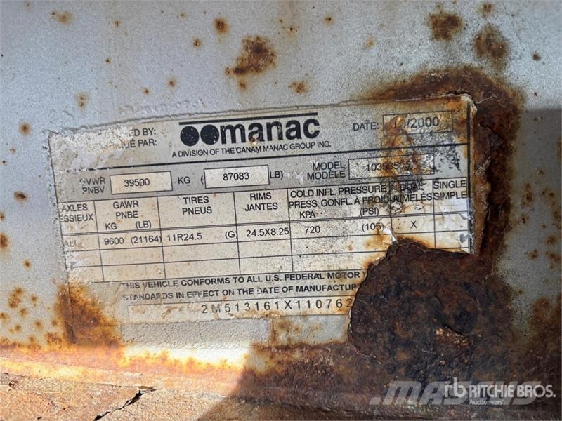Manac 53 ft Tri/A Flatbed Trailer Rimorchi con sponde ribaltabili