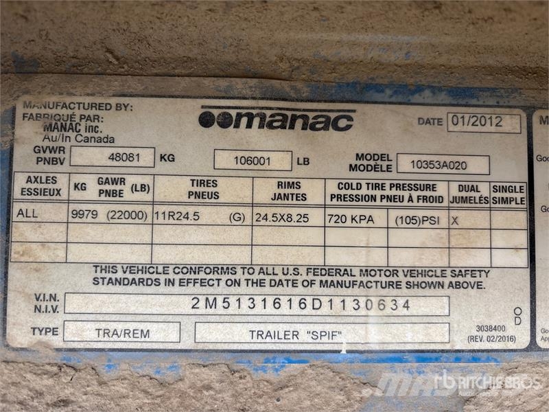 Manac 53 ft Tri/A Flatbed Trailer Flatbed/Dropside trailers