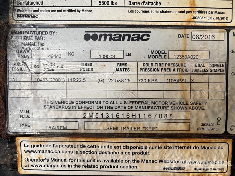 Manac Tri/A 53 ft - 90 ft Extendable Flatbed Trailer Prikolice platforme/otvoreni sanduk