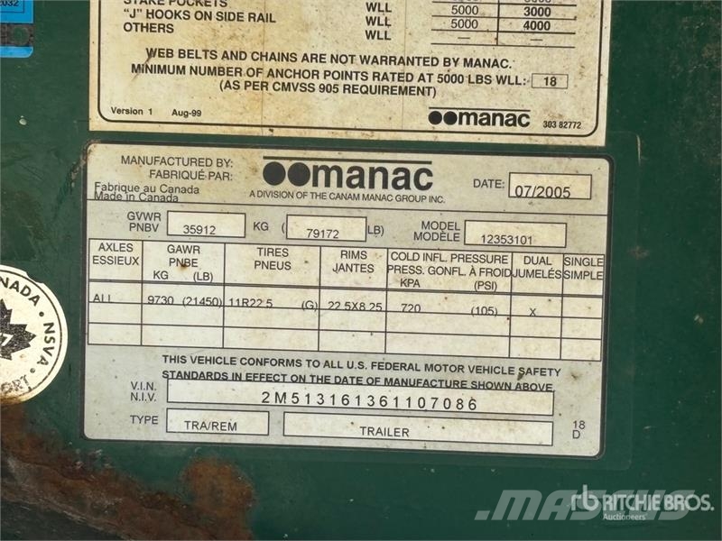 Manac Tri/A 53 ft Extendable Flatbed Trailer Platós / Ponyvás pótkocsik