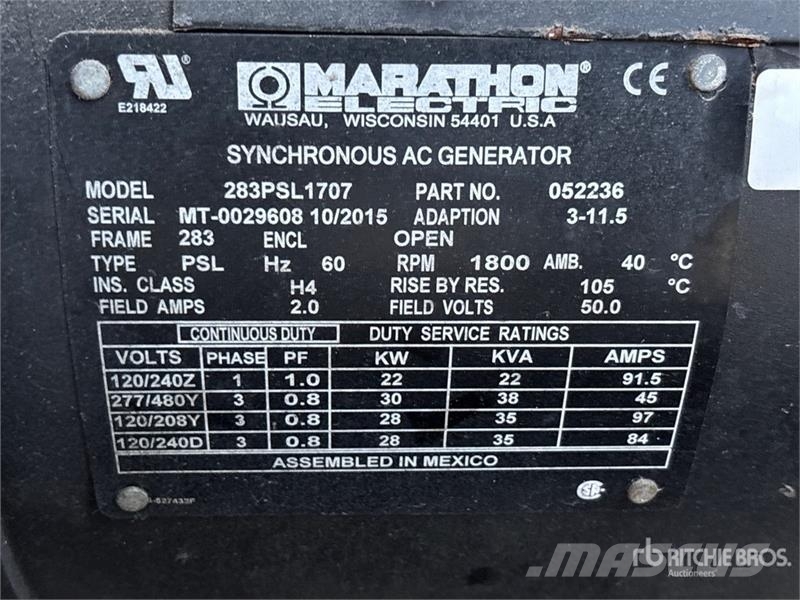 Marathon 283PSL1707 30 kW Skid-Mounted Generator Set Dieselgeneratorer