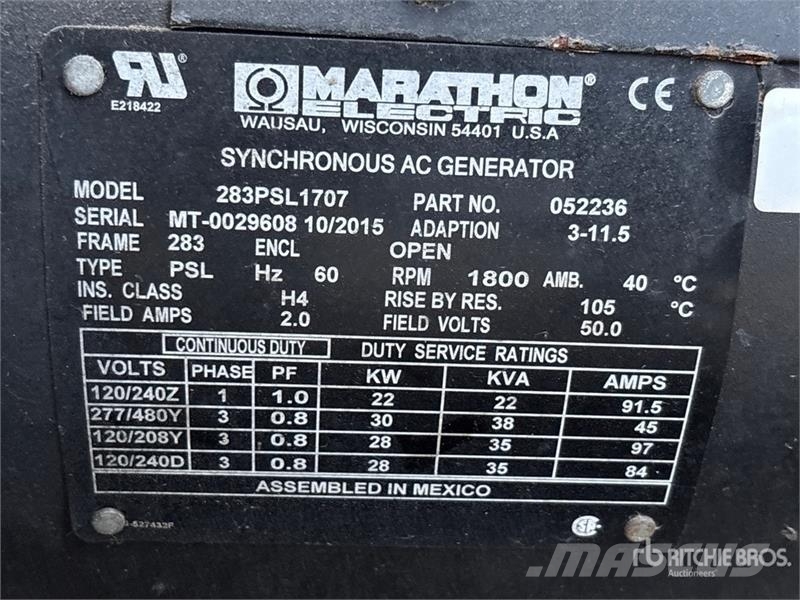 Marathon 283PSL1707 30 kW Skid-Mounted Generator Set Dieselgeneratorer