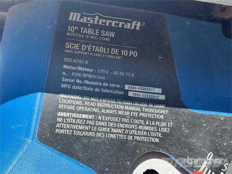 Mastercraft 10 in Table Saw Andre komponenter