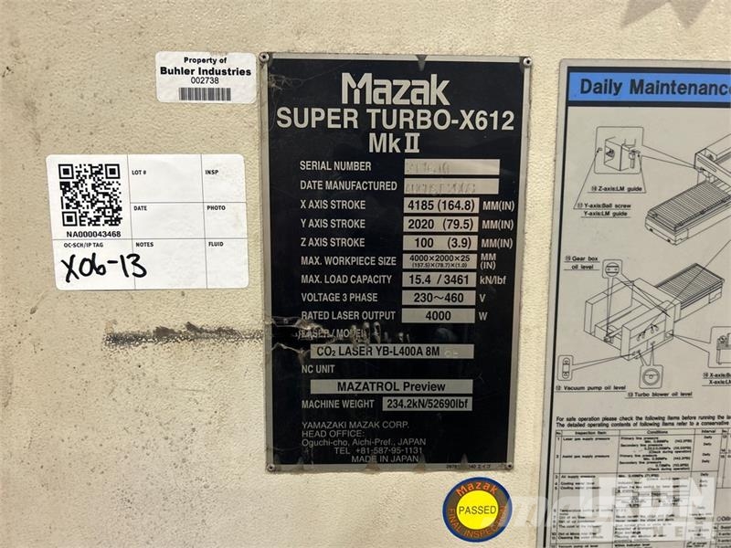 Mazak Super Turbo-X612 Mk II Electric Laser Cutter Utilaje construcții - Altele