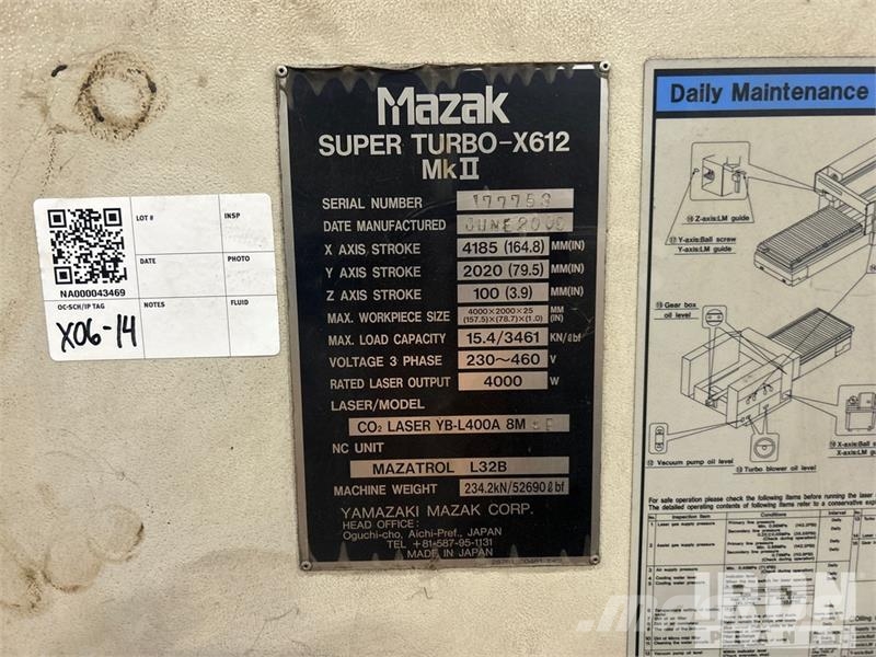  Mazak Super Turbo-X612 Mk II Electric Laser Cutter Utilaje construcții - Altele