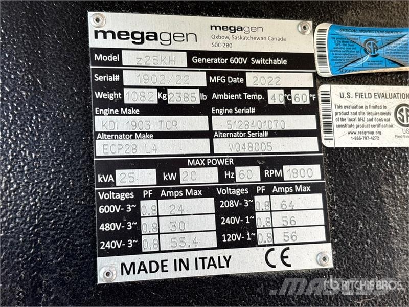  Megagen z25KH 20 kW Mobile Generator Set Dízel áramfejlesztők