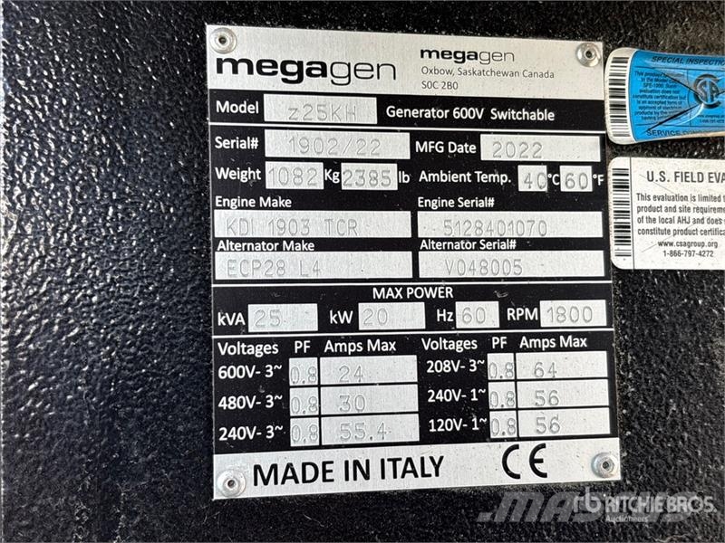  Megagen z25KH 20 kW Mobile Generator Set Dízel áramfejlesztők