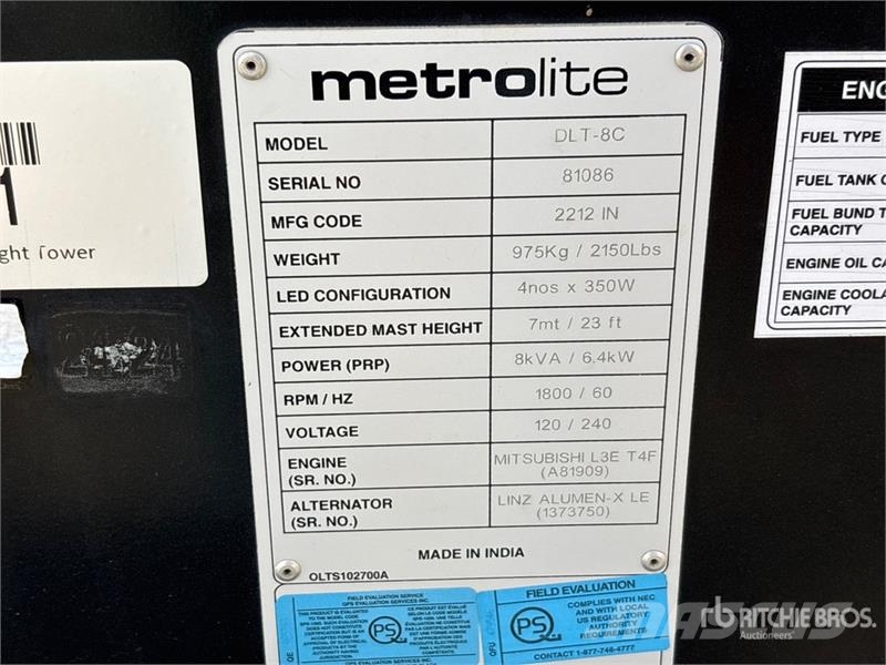 Metrolite DLT-4C 6.4 kW Light Tower Освітлювальні вежі