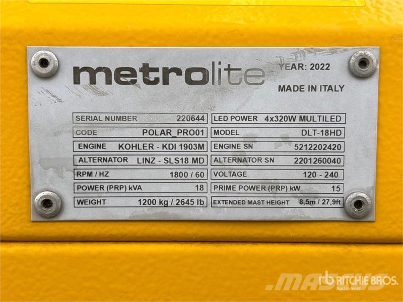 Metrolite DLT18KW 15 kW Light Tower Tour d'éclairage