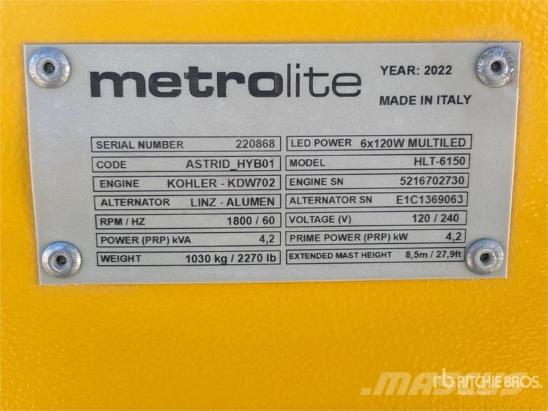 Metrolite HLT-6150 4.2 kW Light Tower أبراج خفيفة