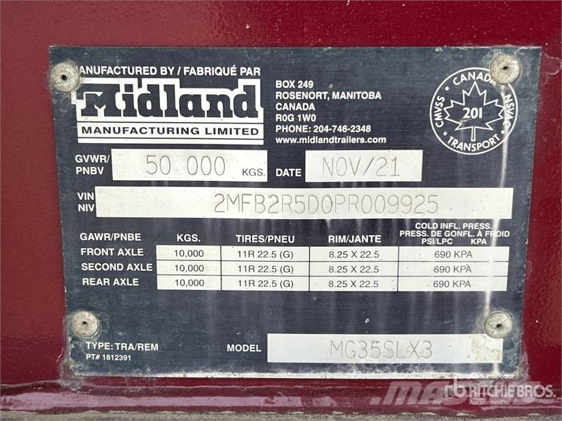 Midland SLX3 34 ft Tri/A End Dump Trailer Reboques basculantes