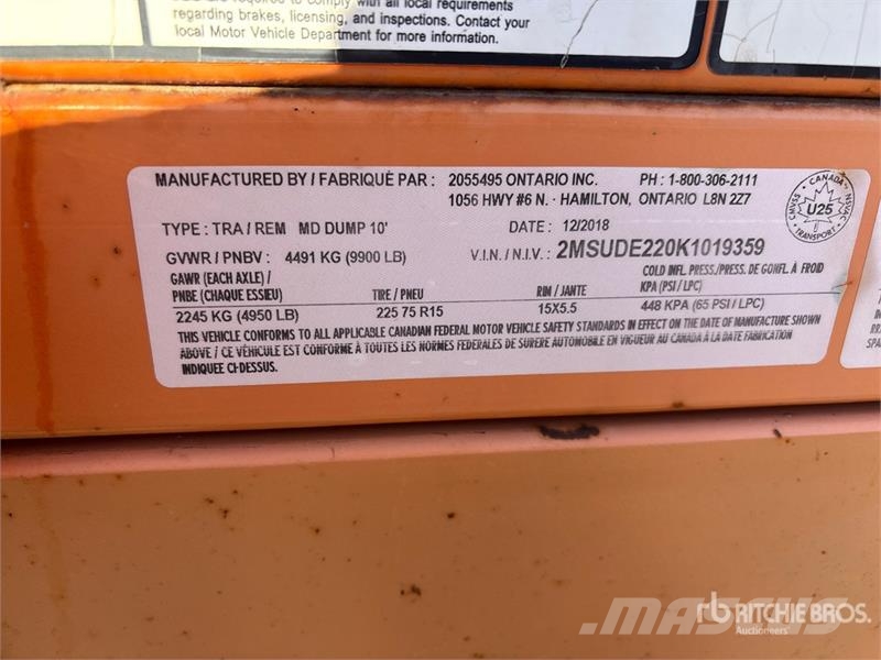 Miska 10 ft T/A Dump Utility Trailer Самоскиди