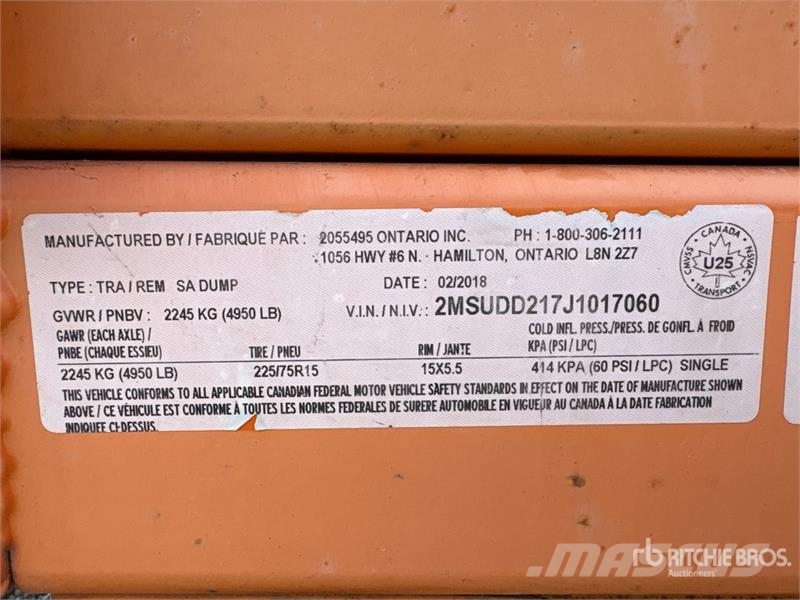 Miska MD Dump 58 8 ft 4 in S/A Dump Utility Traile Bañera