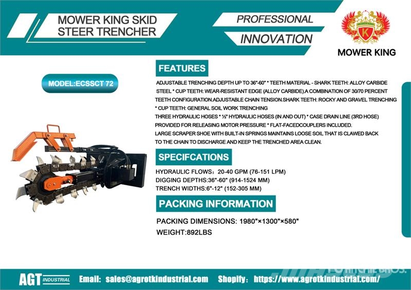 Mower King ECSSCT72 60 in Skid Steer Trencher (Unu Trancheuse