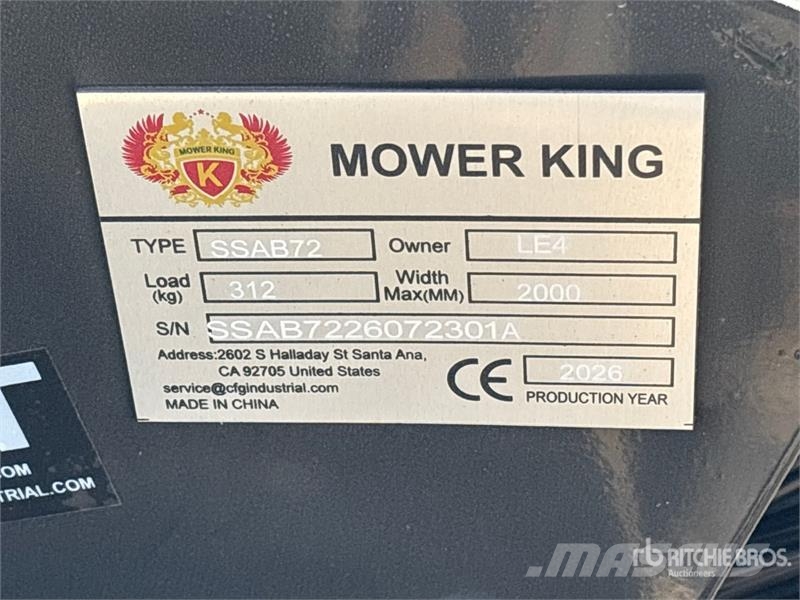 Mower King SSAB72 72 in Skid Steer Broom (Unused) Brushes