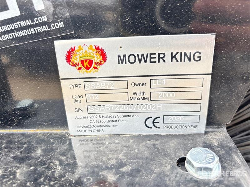 Mower King SSAB72 72 in Skid Steer Broom (Unused) Süpürgeler