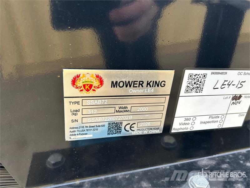  Mower King SSAB72 72 in Skid Steer Broom (Unused) Brushes