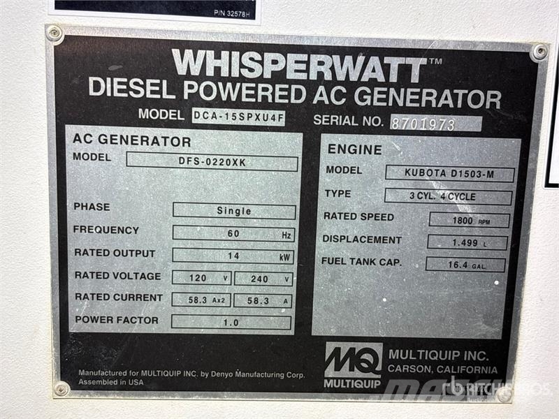 MQ DCA-15SPXU4F 14 kW Mobile Generator Set Diesel Generators
