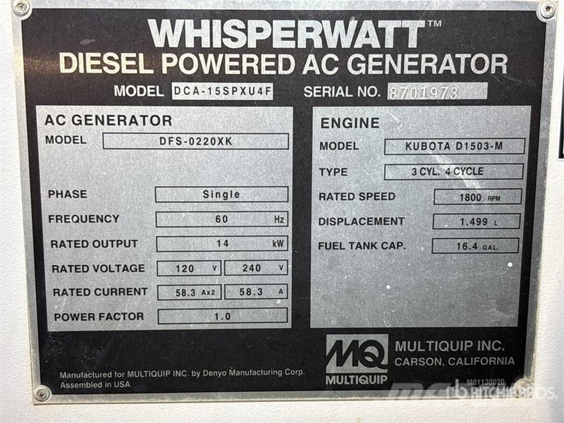 MQ DCA-15SPXU4F 14 kW Mobile Generator Set Diesel Generators