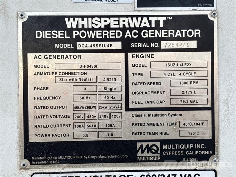 MQ Power DCA-45SSIU4F 36 kW Mobile Generator Set Dīzeļģeneratori