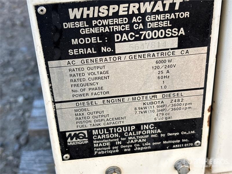 MultiQuip DAC-7000SA 6 kW Skid-Mounted Generator Set Dizel Jeneratörler