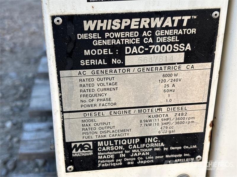 MultiQuip DAC-7000SA 6 kW Skid-Mounted Generator Set Dizel Jeneratörler
