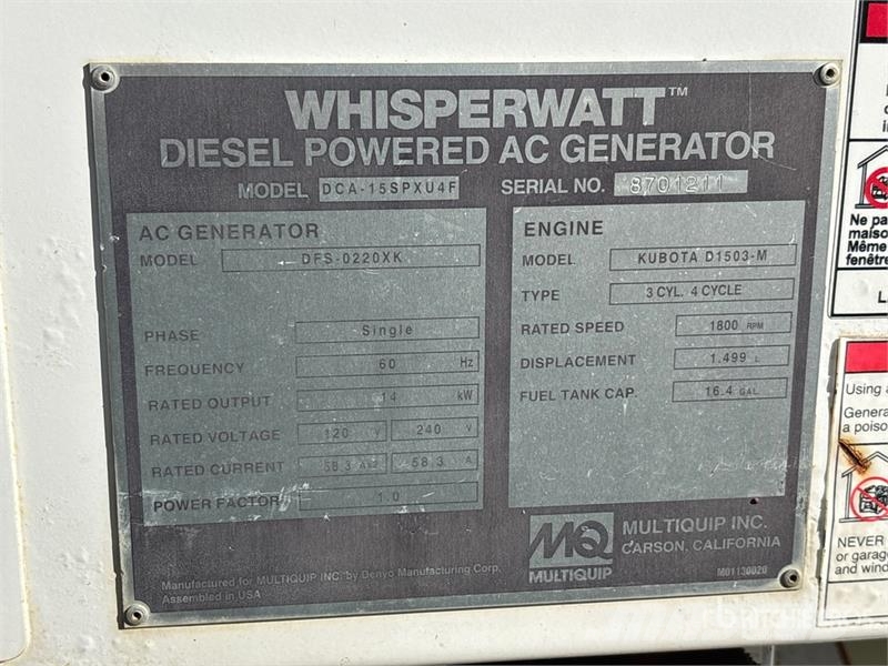 MultiQuip DCA-15SPXU4F Dizel Jeneratörler